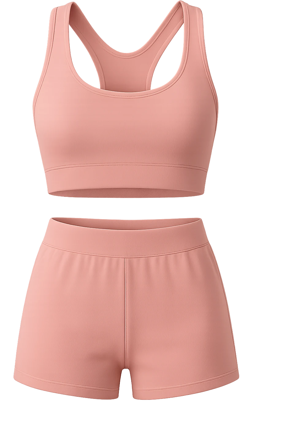 stylish pink sports bra and pink shorts as an activewear outfit, minimal design, isolated emoji