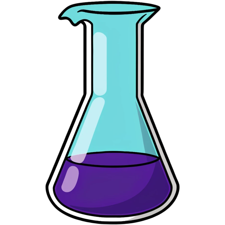Chemistry beaker with periodic table elements emoji