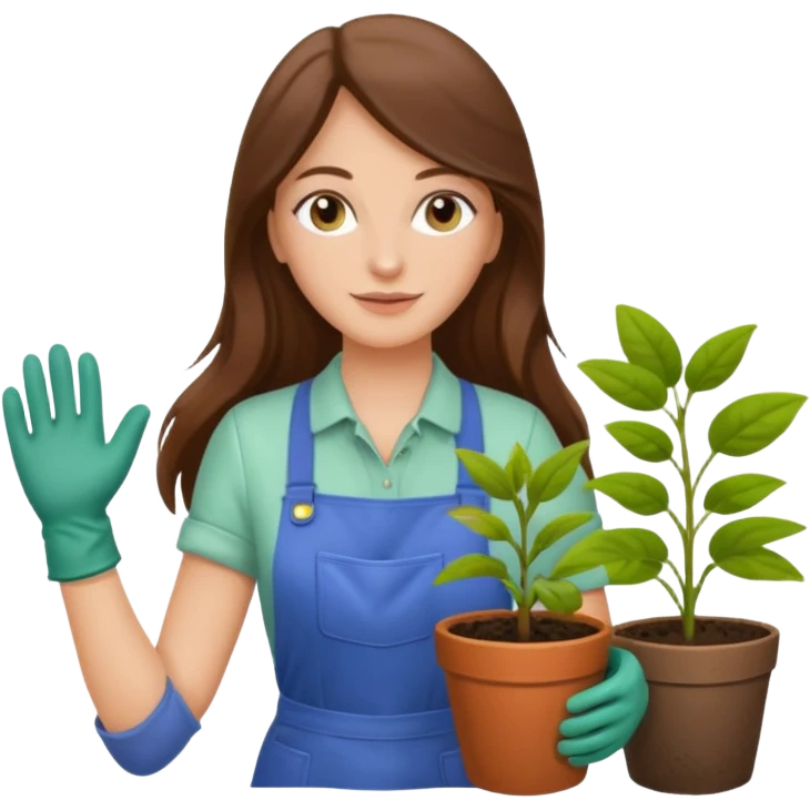 waves long brown hair white  woman Gardening emoji