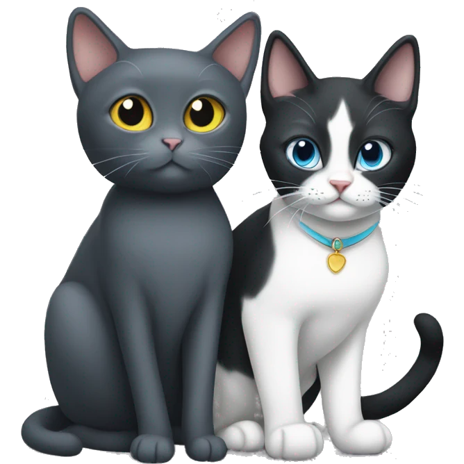 tuxedo cat with a russian blue cat emoji