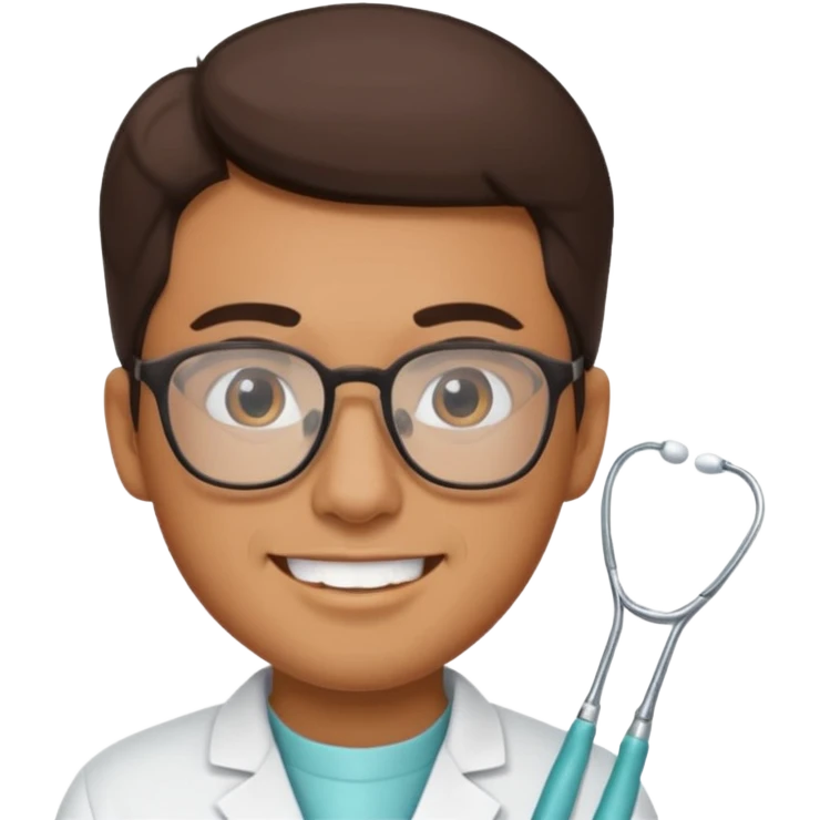 Homem de óculos bonito dentista emoji