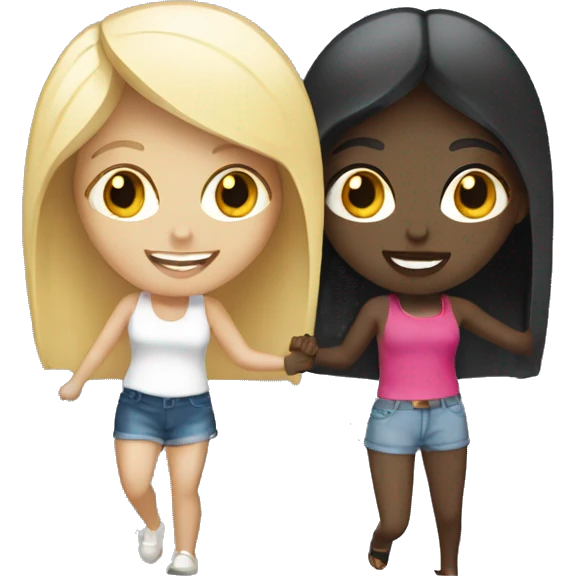 Black girl and white blonde girl partying emoji