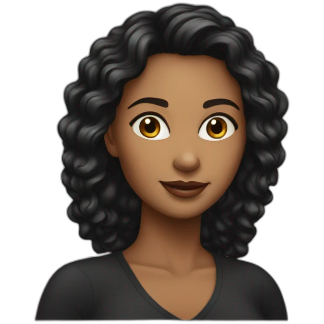 mulher morena com cabelo preto liso grande emoji