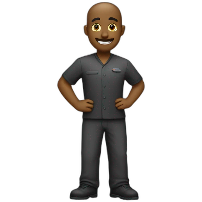 Staff tout noir qui souris emoji
