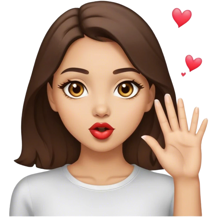 Light skin brunette with light brown eyes blowing a kiss  emoji