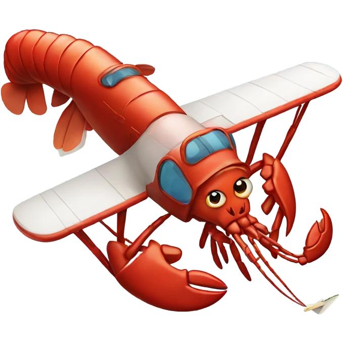 Lobster flying a plane with cigarette  emoji