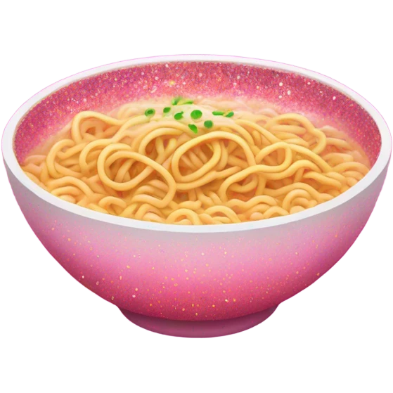 Pink ombre bowl of ramen with glitter  emoji