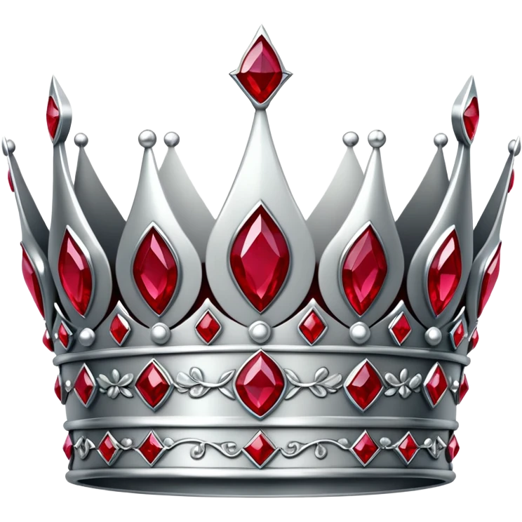 Men's silver crown with red rubies, regal and masculine design emoji