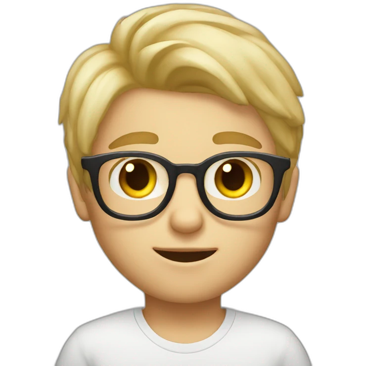 Blondie Boy with glasses blink eye emoji