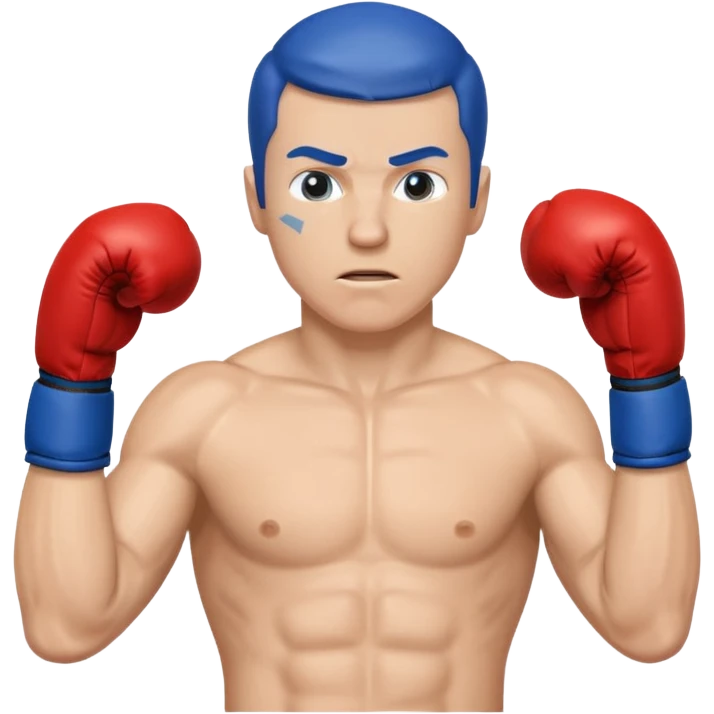 white man wearing blue boxing gloves, punching emoji