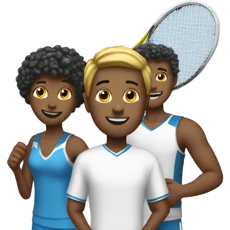 tall fit boy playing tennis with 2 others emoji