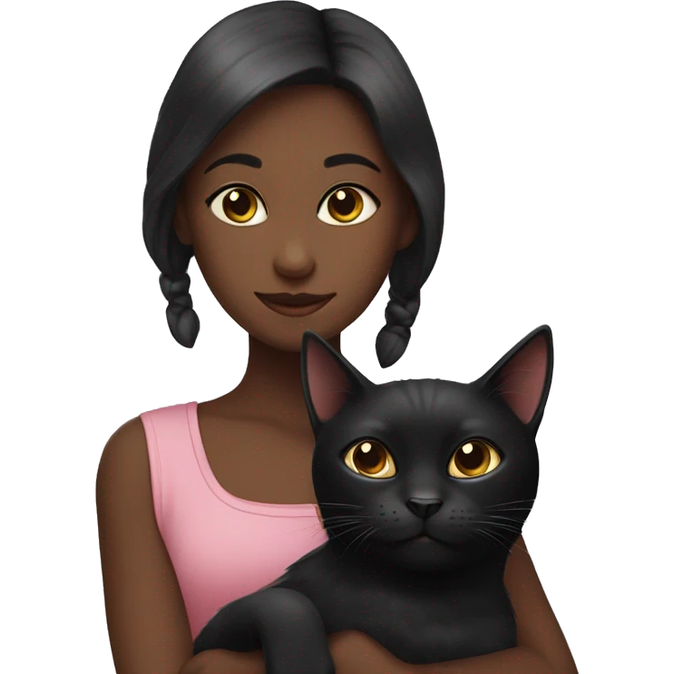 black cat with girl emoji