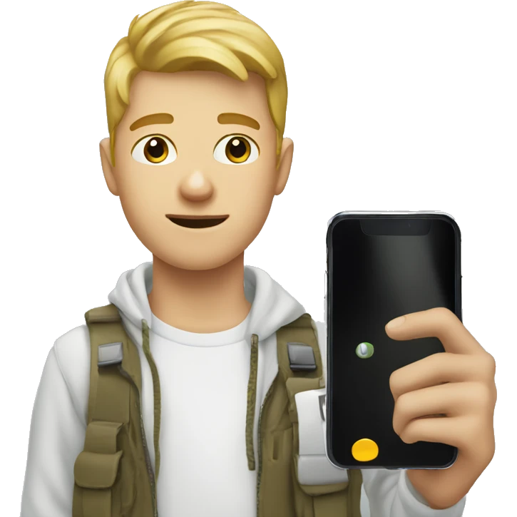 white kid taking a photo of someone on his phone emoji