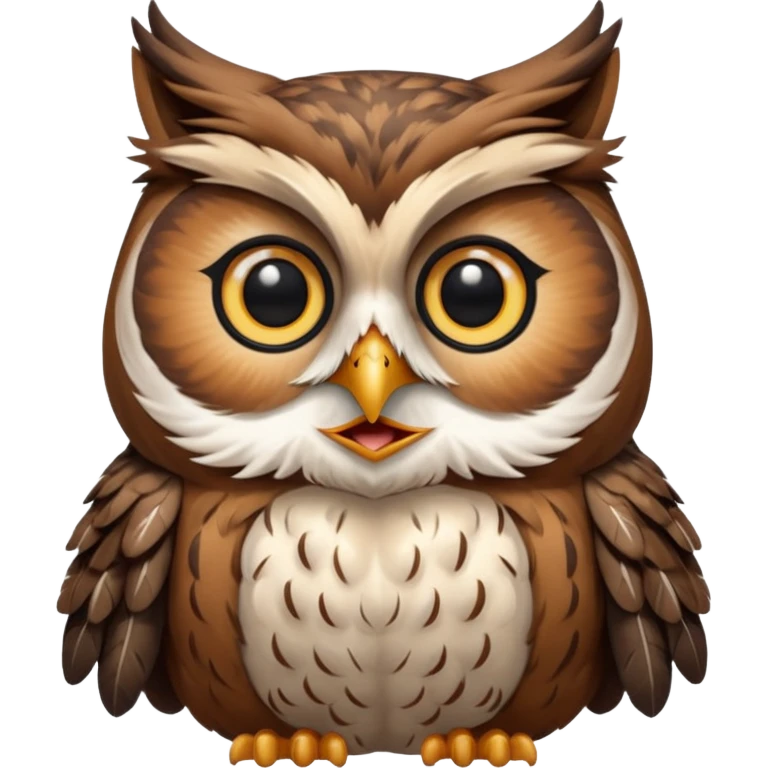 The real-life full sized owl with cat's face on transparent background emoji