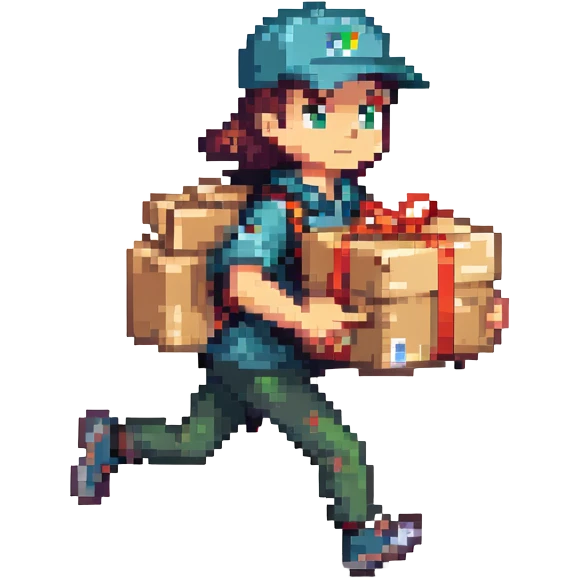 running courier holding a package, fastest delivery emoji