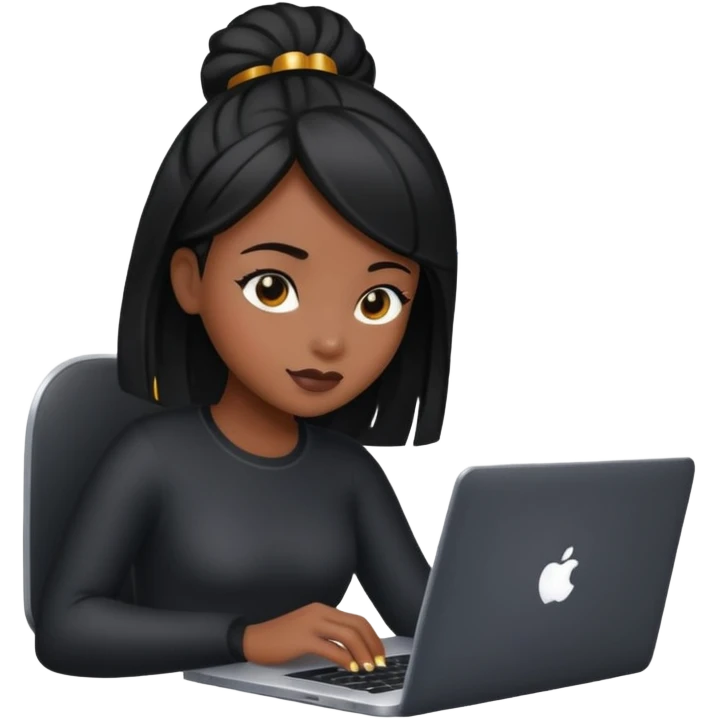 black pretty girl working hard with sparkles on laptop emoji