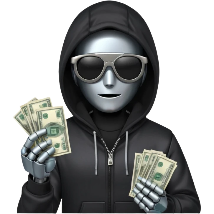 hoodie, sunglasses, money ROBOT emoji