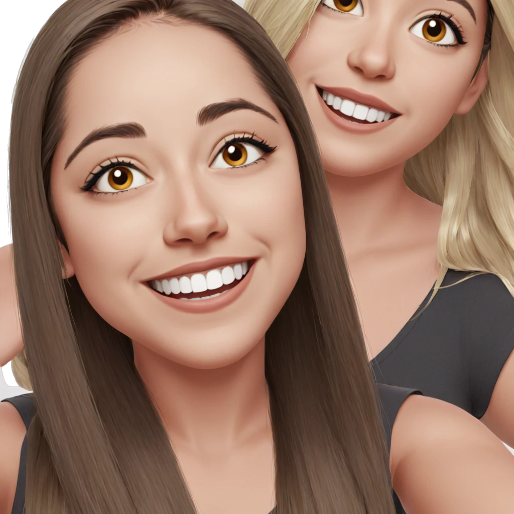 smiling girls with long hair emoji