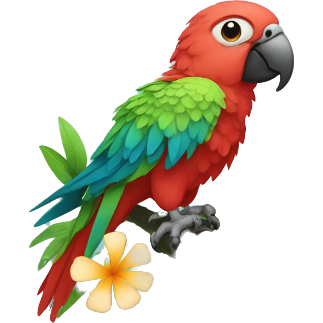 parrot with a flower emoji