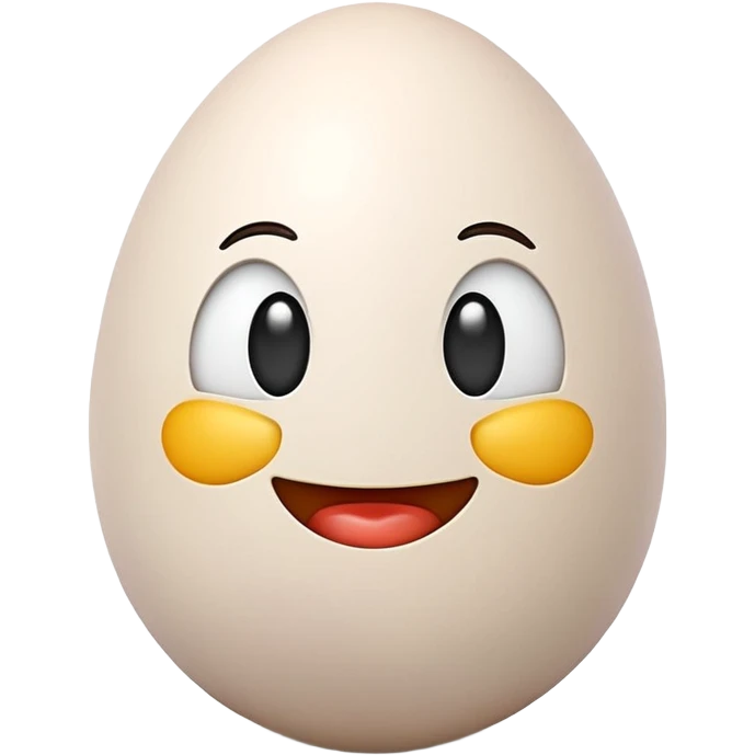 3D emoji icon of an egg in Apple style, isolated, soft pastel background, high-resolution, minimalistic, plastic texture, soft lighting, realistic shadows, front-facing, centered emoji