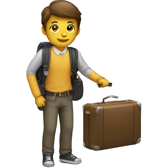 student with suitcase emoji