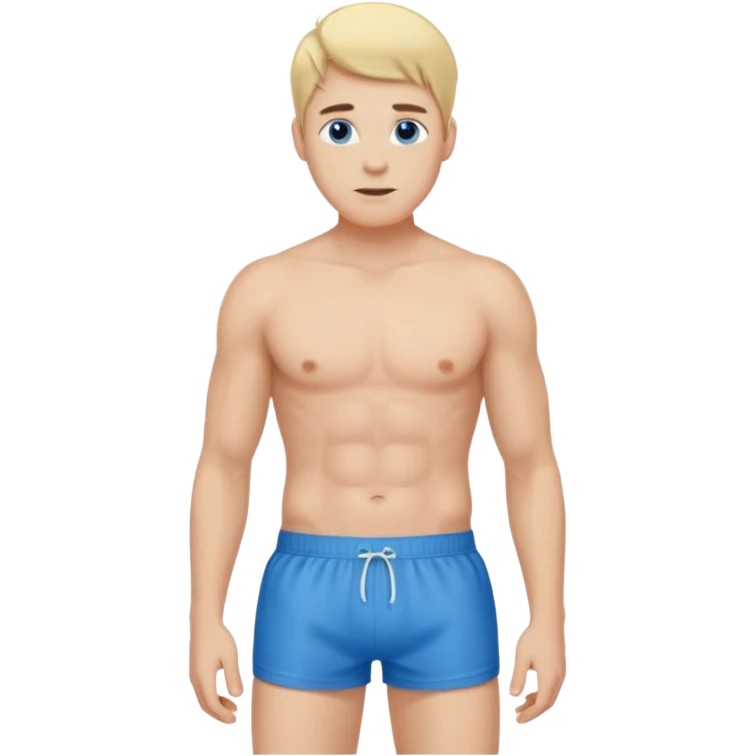 handsome blue eyed blonde man with only boxer standing emoji