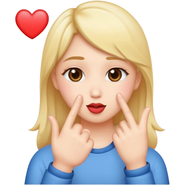 an uwu kissy face with a finger heart emoji