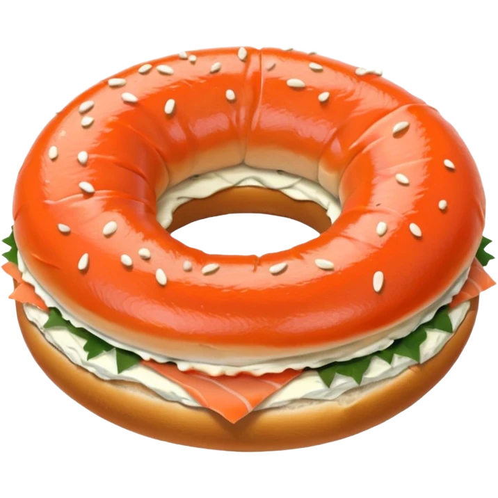 poppy bagel with salmon lox and cream cheese emoji