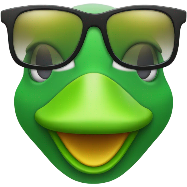 Green duck smiling with sunglasses emoji