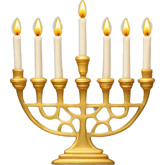 Gold Menorah with four candles on each side emoji