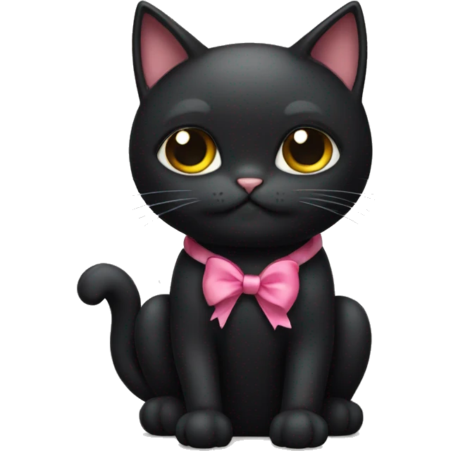 Black cat with a bow emoji