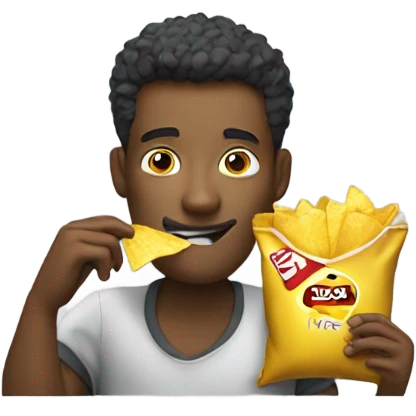 Guy eating chips emoji