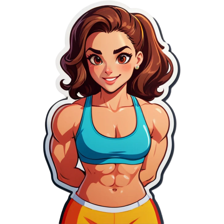 Strong woman with sixpack and beautiful faces emoji