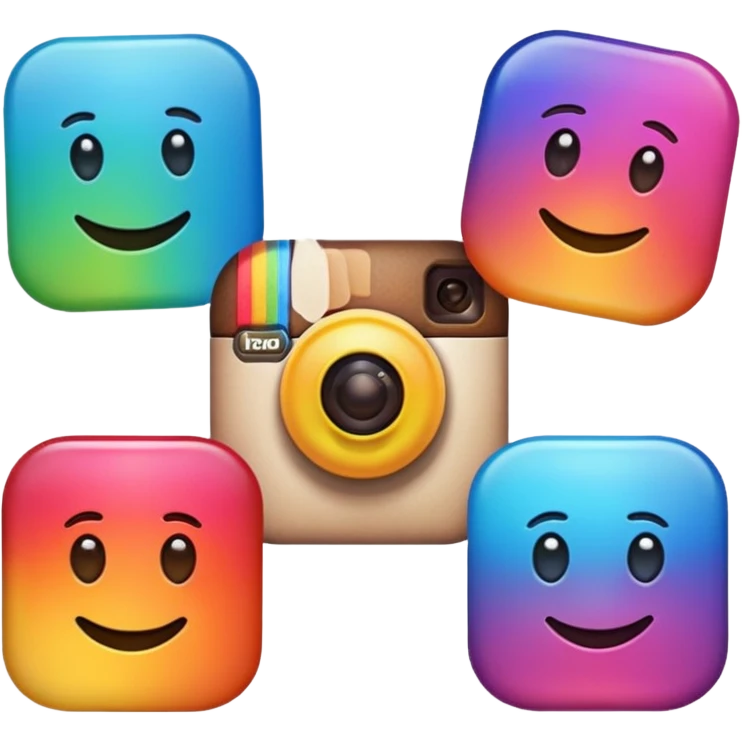 Instagram logo's emoji with colour emoji