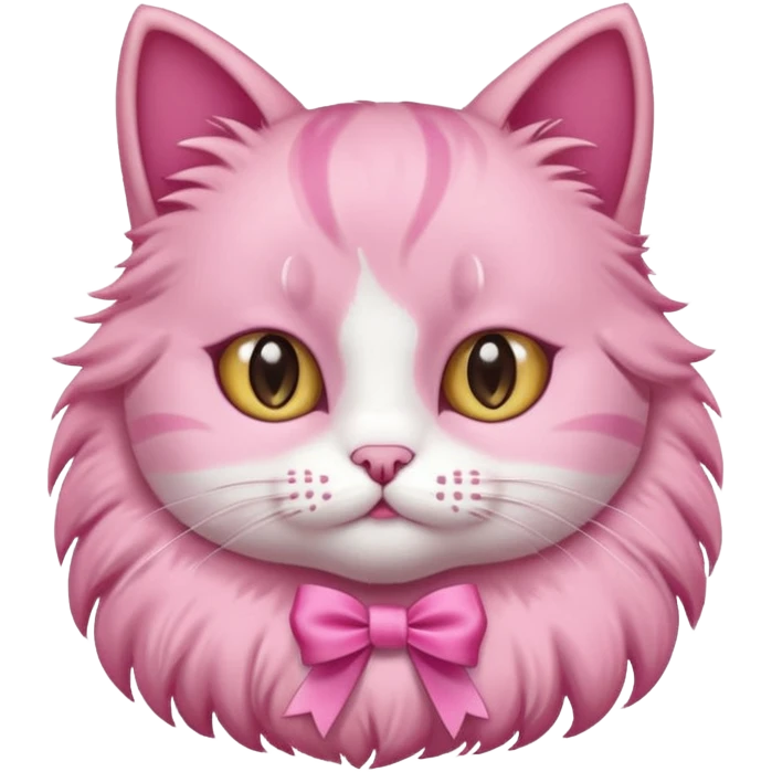 cute pink cat with a ribbon as necklace emoji