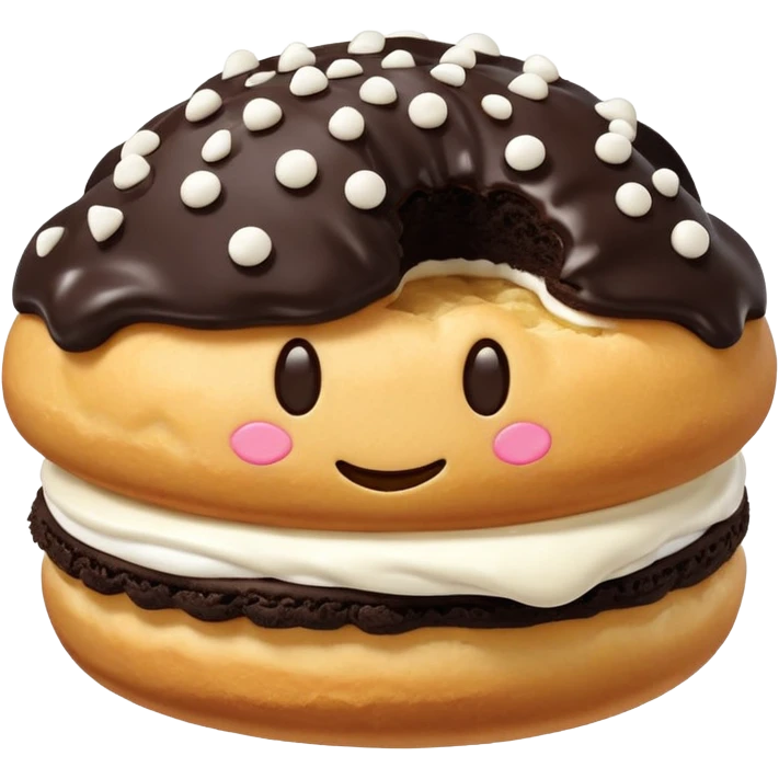 oreo cookie cream puff, simplified, clear, emoji-like emoji
