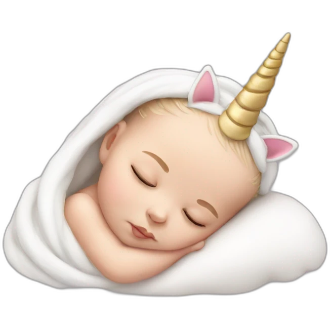 Sleeping white Newborn with unicorn headband emoji