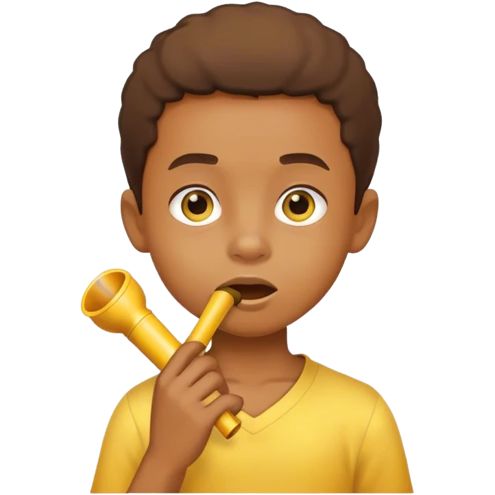 Boy is a Bit Angel He makes a african whistle Sound because of that by inhaling air an forming the Lions a Bit Like He would Kiss someone, do it in the classic yellow Emoji Style  emoji