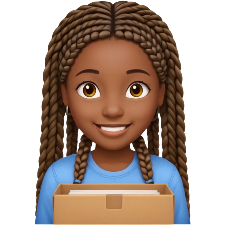 black girl with straight down box braids emoji
