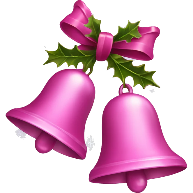  pink Christmas bells with glittery snowflakes  emoji