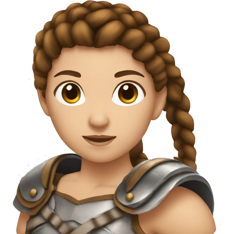 Girl gladiator with brown hair and braids emoji