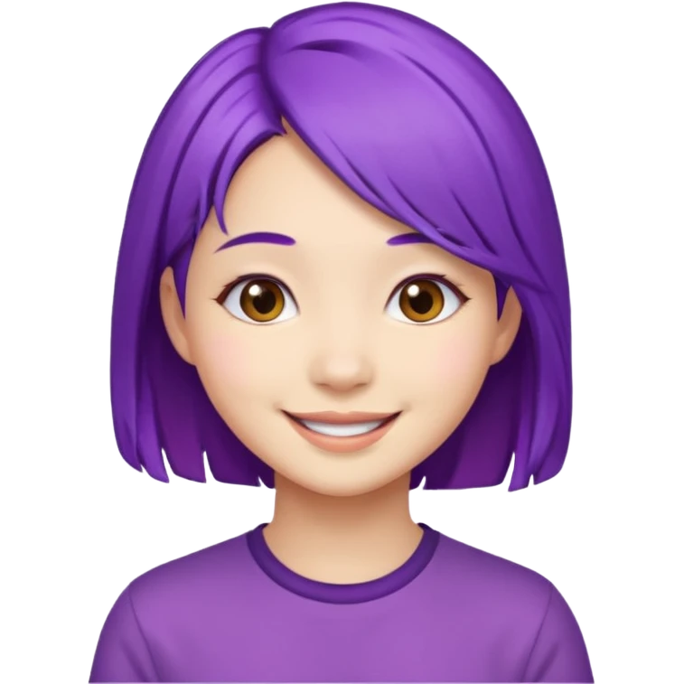 purple haired girl, asian emoji