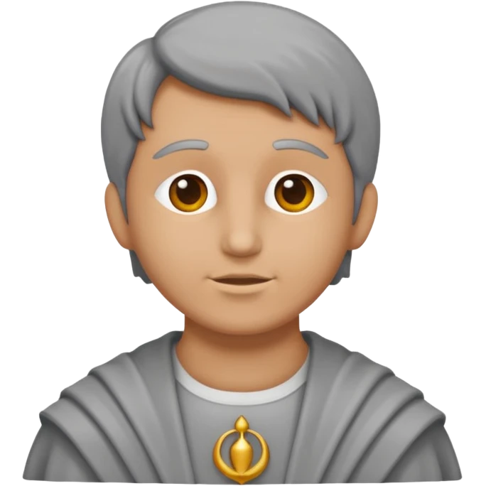 Dios griego estilo estatua de color gris, de perfil mirando con una lupa de emoji