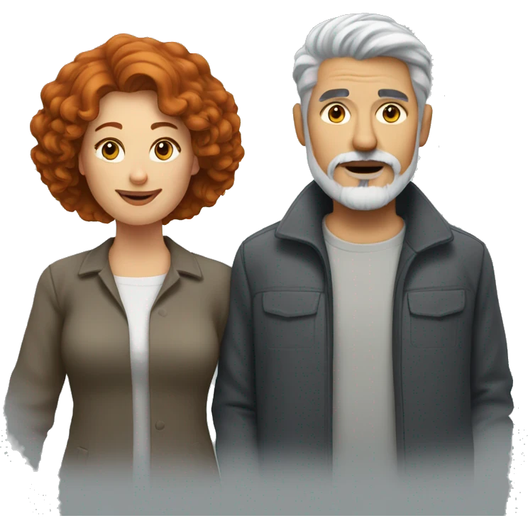Redhead woman with gray haired man with a goatee emoji