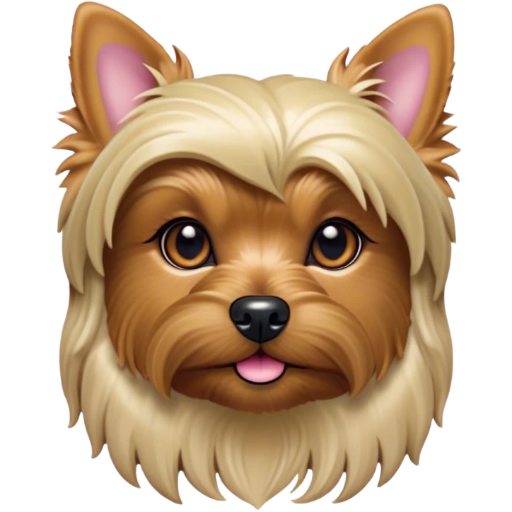 Cinematic Noble Yorkshire Terrier Portrait Emoji, Exuding refined charm and dignified poise, with a lustrous, silky fur in rich, deep hues, alert eyes and a confident expression, simplified yet exquisitely detailed, glowing with a soft, aristocratic radiance, high shine, embodying intelligent grace and classic elegance, soft glowing outline, capturing the essence of a regal Yorkshire Terrier ready to rule the screen with effortless sophistication! emoji