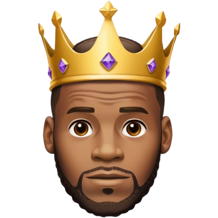 Lebron James wearing a Lakers jersey and a crown on his head, expressive and recognizable, iOS Apple emoji style, no text emoji