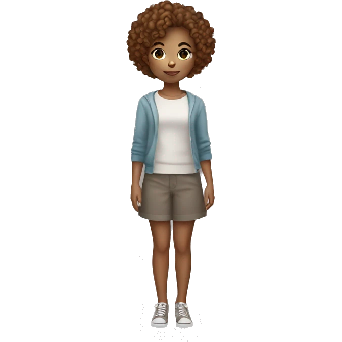 girl with short curly hair holding color circle. emoji