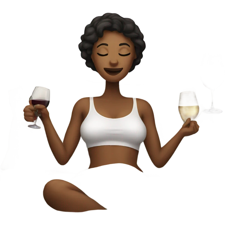 woman in bed drinking wine  emoji