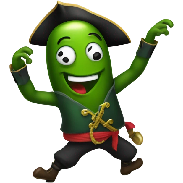 A dancing pirate pickle emoji