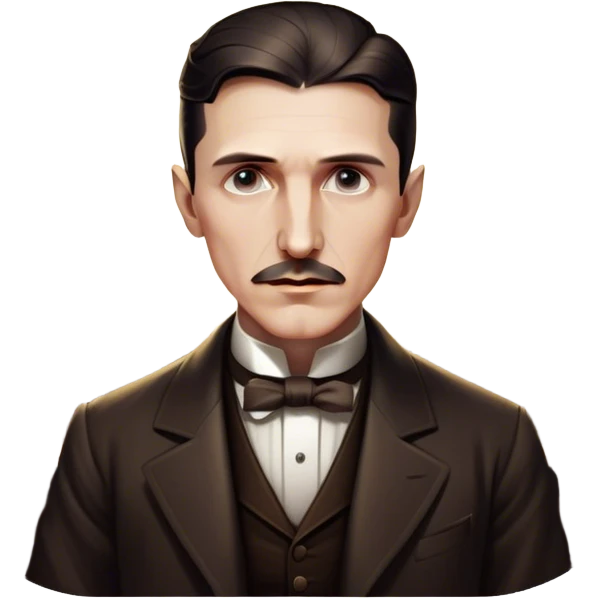 Nikola Tesla – Cinematic Realistic Portrait of Nikola Tesla, depicted as a visionary inventor with intense, thoughtful eyes and period attire, surrounded by subtle arcs of electric light and early laboratory apparatus, rendered with dramatic lighting that evokes mystery and innovation. emoji
